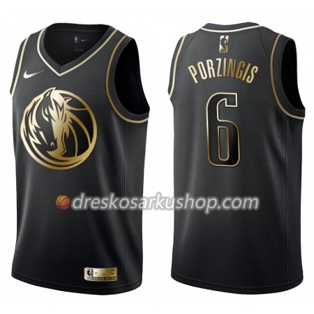 Muški NBA Dres Dallas Mavericks Kristaps Porzingis 6 Nike Crna Golden Edition Swingman